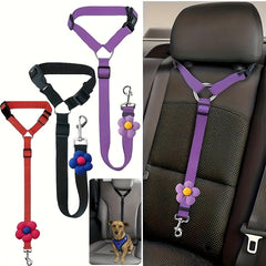 Floral Retractable Pet Car Headrest Leash