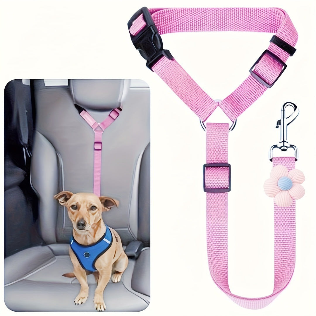 Floral Retractable Pet Car Headrest Leash