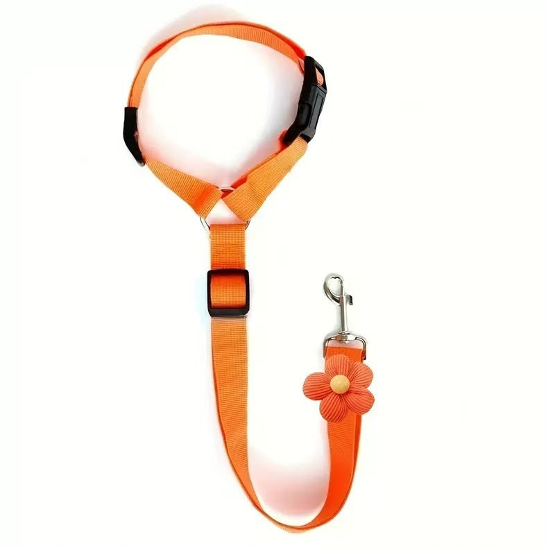 Floral Retractable Pet Car Headrest Leash